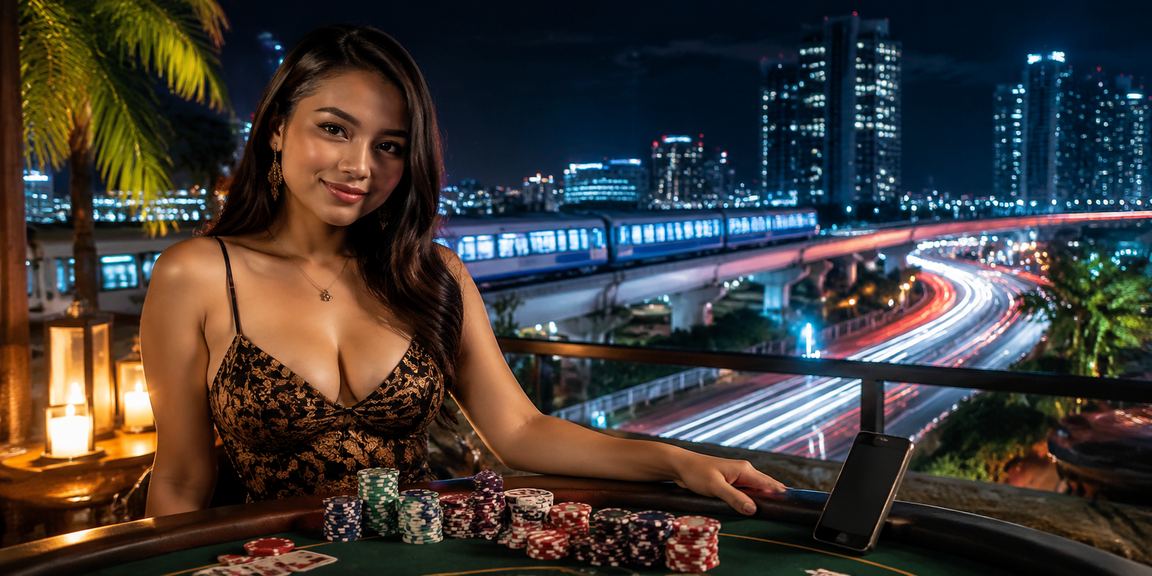 Model menggunakan aplikasi casino di ponsel dengan tampilan modern
