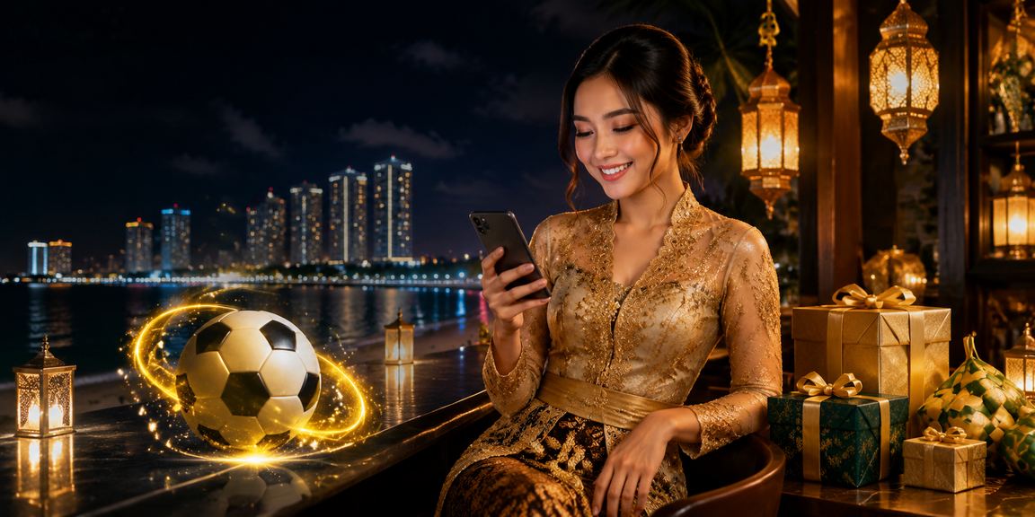 Model Vietnam menyaksikan pertandingan sepak bola sambil memasang taruhan di ponsel